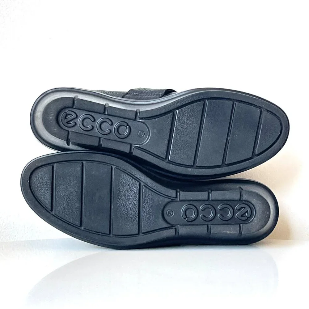 Women's ECCO Skyler Black Leather Mary Jane Wedge Shoes Size 9